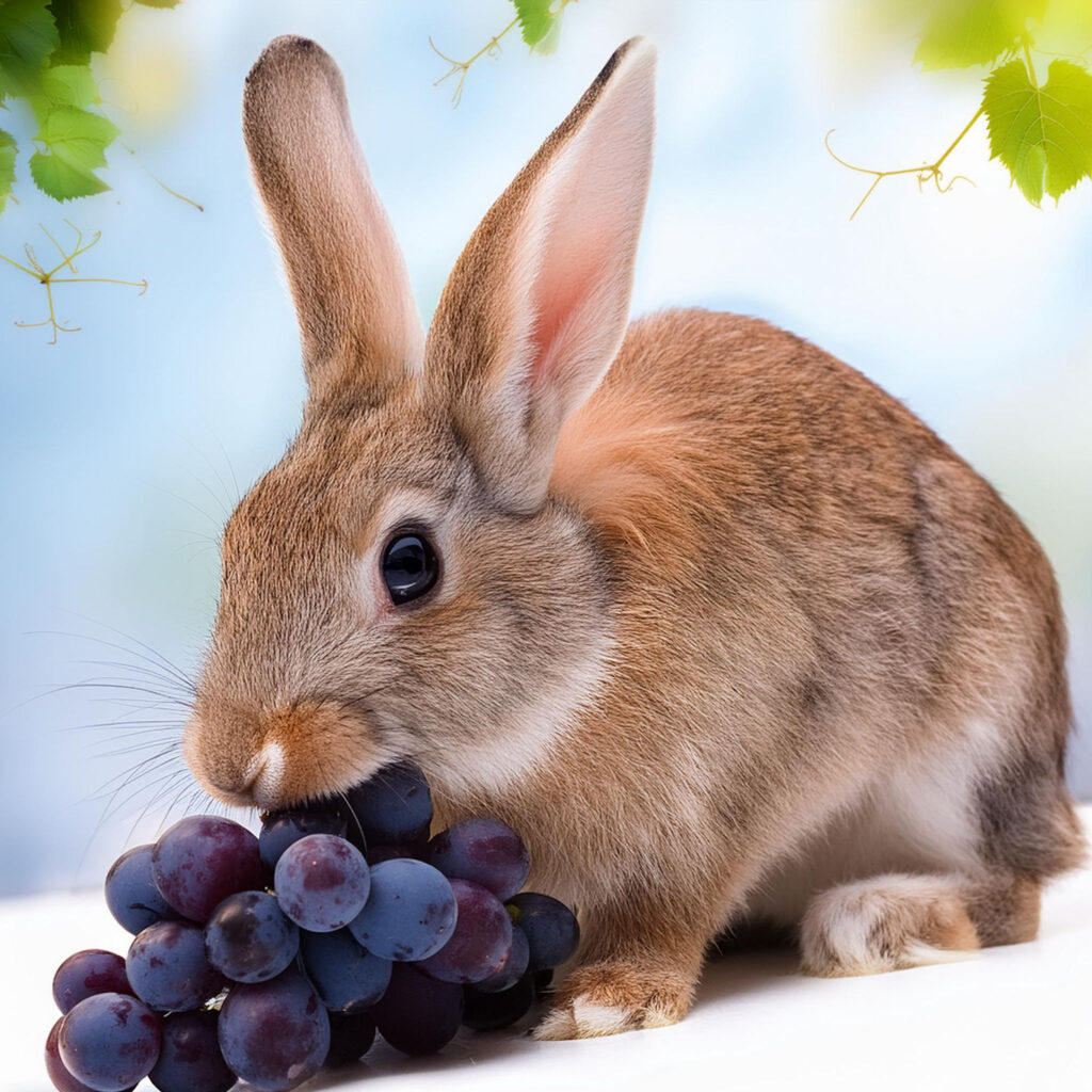 rabbit eating grape